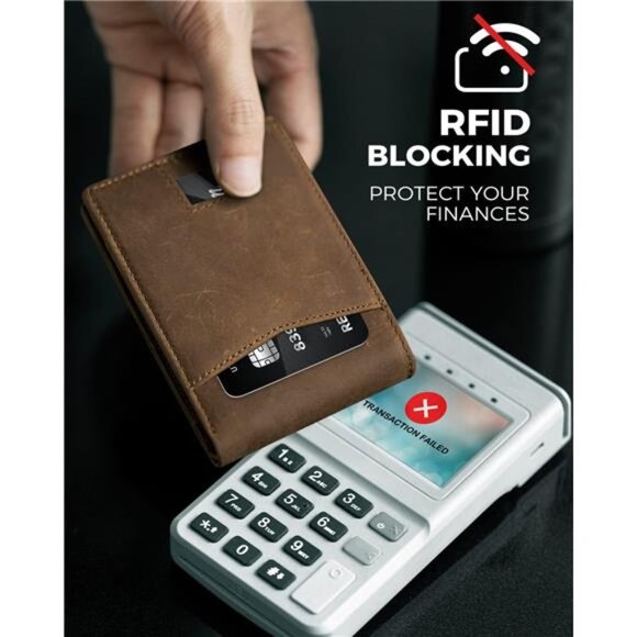 Mens Wallet with AirTag Holder, Bifold Full Grain Leather AirTag Wallet - Picture 4 of 7